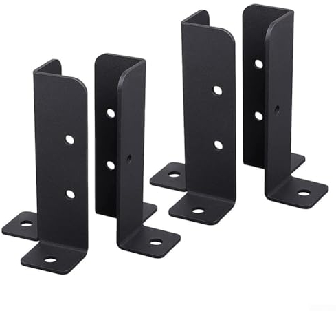 NbgrvB 4Pcs Adjustable Wood Fence Pergola Post Base Brackets Kit, Heavy Duty Column Base Deck Post Anchor Base Brackets for Deck Railing Mailbox Wooden Columns