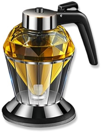 Distributeur de Miel, Bouteille de Miel Diamant Portable de 200 Ml avec Type de Presse, Verre Transparent, Base de Stockage Polygonale, pour Huile, Sauce Soja, (Pot d'huile de