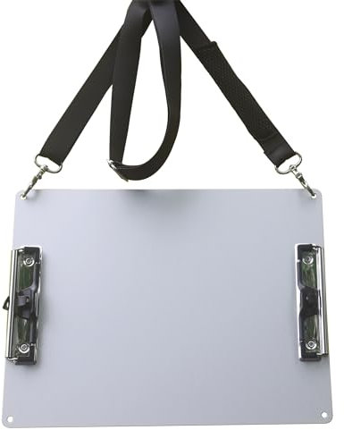 Aluminium-Klemmbrett, A4-Größe (24,1 x 32,4 cm), zwei Clip-Klemmbretter mit 160 cm verstellbarem Schultergurt, ideal für Künstler, Architekten und Ingenieure (A4 - Silber)