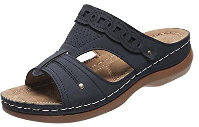 Sandales Claquettes Orthopédique Femme Été Pantoufles Rétro Compensé Claquette Épaisse Chaussons à Soutien Plantaire Confort Anti-dérapant Pantoufle Sandale de Marche Nu Pieds Piscine, Plage Voyages