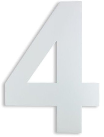 KTC-HOME - PREMIUM Hausnummer Weiß inkl. Montagematerial - pulverbeschichtet - Arial - Höhe 20 cm - RAL 9016 - rostfrei & wetterfestes Hausnummernschild - Hausnummer 4 -