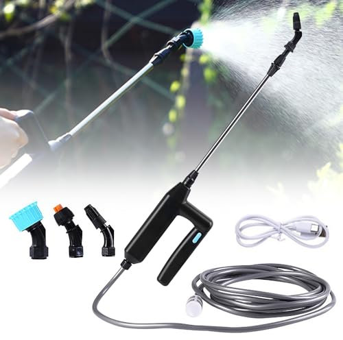 DAJASD Battery Powered Garden Sprayer With 3 Nozzles and 8M Hose, Portable USB Rechargeable Water Spray Wand for Garden Yard Farm Orchard