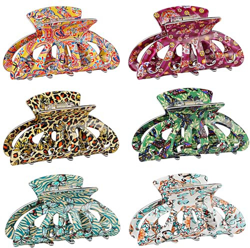Staruby Lot de 6 Pinces Cheveux Femme, 8.5cm Antidérapantes Pinces à Cheveux Griffe Pinces Papillon, pour Femmes et Filles Vert