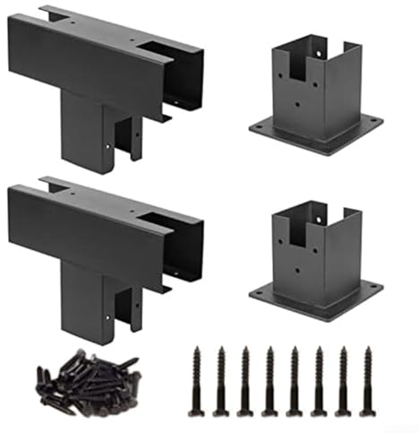 Steel Woodwork Pergola Kit, T Bracket Hardware For 4X4 Lumber, 3-Way Right Angle Corner Extension Bracket, DIY Grid Pergola Kit(2set)