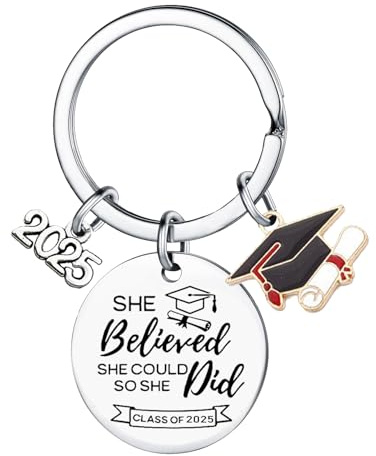 BESPMOSP Schlüsselanhänger mit Aufschrift She Could So She Did, 2024, Geschenk zum Schulabschluss, Geschenk für die Klasse 2024, inspirierende Geschenke für Frauen, Abschiedsgeschenke für Schüler,