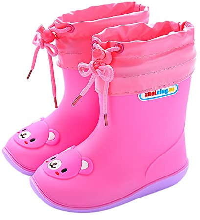OBiQuzz Stivali di gomma per bambini 20 ragazze: stivali da pioggia a gambo lungo, graziosi cartoni animati, leggeri, impermeabili, unisex, antiscivolo, per bambini da 1 a 9 anni, Z02m, 21 EU