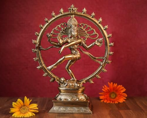 UGRA SHIVAJIARTS Große Messing-Skulptur Nataraja – 34,9 cm Lord Shiva Skulptur für Meditation und Dekoration