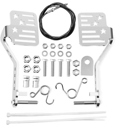 Go Kart Big Pedale mit 180,3 cm Gaszug, Upgrade Go Cart Bremse Gashebel Stern Große Pedale Kit für 212cc 196cc Road Rocket Azusa und die meisten Go Kart, DIY Jugend GoKart Rahmenteile Silber Zubehör