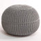 DAMOIFFP Hocker, Fußhocker, runder handgestrickter Pouf, Zopfmuster aus Baumwollgeflecht, Kordelstrick, Sitzsack, Bodenstuhl für Hoom, Farbe: Gelb/Grau/50 x 50 x 40 cm (20 x 20 x 16)