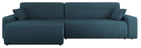 Mirjan24 Ecksofa Pixalo L Cord Maxi, Design Eckcouch, Couch mit Schlaffunktion und Bettkasten, Wohnlandschaft, Bettfunktion L-Form Sofa, Ottomane universell (Poso 05)