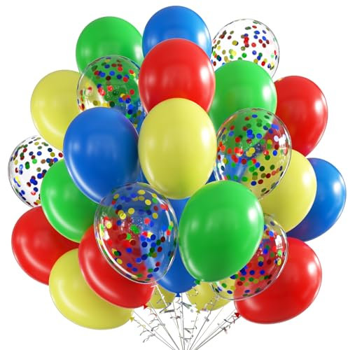 Ballons Riche et coloré Set, Ballons Anniversaire, 60 Pièces 12 pouces Ballons de Baudruche, Bleu Vert Rouge Jaune Latex Ballons Helium Ballons Party Ballons Pour Mariage Anniversaire Fête Baby Shower
