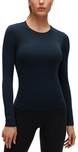 CRZ YOGA Softembrace Crewneck Long Sleeve Top | Workout, Ultra Soft, Tight Fit, Waist Length, Going Out Shirts for Women