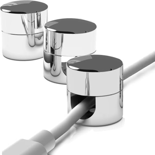 Pisheng 3Pcs Cable Anchors for Desk Organization, Premium Aluminum Cord Organizers, Silver, 1.8 cm x 1.6 cm