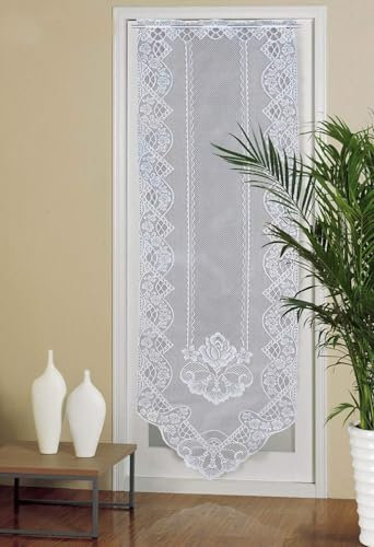 Comforight n Net Door Curtain Panel - Lace Door Curtains - French Vintage Drapes Blind Embroidered Sheer Curtain for Living Room Kitcken Bedroom Glass Door Patio Front Door, White, 24 X 72Inchs