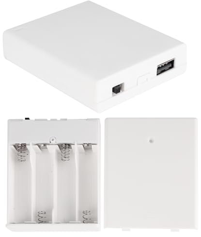 (2 PCS) USB Battery Pack for LED Lights, Neon Signs, LED Strip Lights, Fairy String Lights & Curtain Lights, 4-AA Battery Holder, 4-6V Output, White