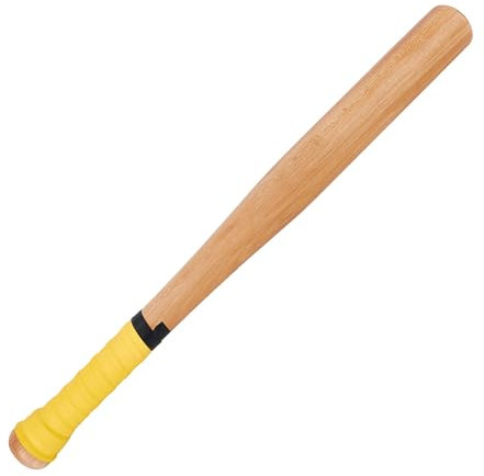 Mazza da baseball per bambini, in legno massiccio, 53,3 cm, per pratica di baseball (gialla)