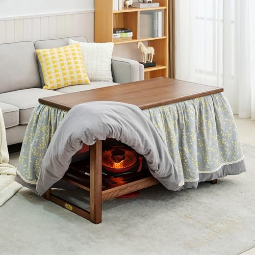ZIHESY Winterheizung Kotatsu-Tisch Innen Couchtisch Kotatsu Heiztisch mit Heizung und Decke, Faltbares Design Spart Platz Geeignet für den Einsatz in Allen Jahreszeiten