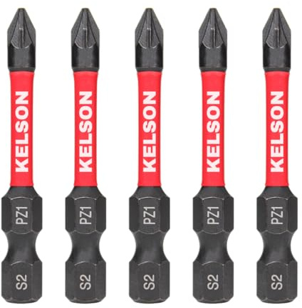 KELSON 5pcs PZ1 50mm Pozi 1 Impact Rated Screwdriver Bits 1/4 Universal