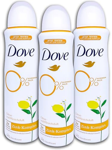 3 er Pack Dove Deospray mit Zink-Komplex & Citrus-und Pfirsichduft Deodorant 3 x 150ml