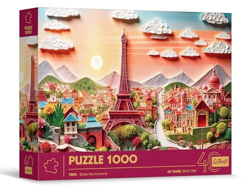 Trefl - Puzzle mit 3D-Effekt, Paris - 1000 Teile - 40 Jahre, Paper Art, Premium-Puzzle für Erwachsene und Kinder ab 14 Jahren