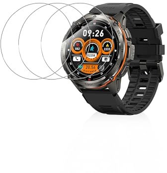 Paquete de 3 protectores de pantalla para Kospet Tank T3 Ultra Smartwatch, película de vidrio templado sin burbujas, dureza 9H, transparente HD, antihuellas, antiarañazos