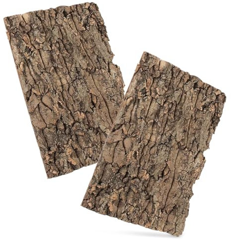 UOSIWYA 2 Stück Korkrinde, Terrarium Rückwand für Schildkröten Zubehör 30 x 20 cm Korkstücke Baumrinde Terrarium Deko Hintergrund Natürliche Baumrindenoptik für Reptilien Vögel Kletterfläche