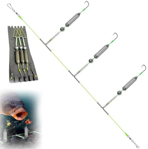 3 Hooks Anti Drift Bottom Fishing Rig, 3 in 1 Float Rigs with Triple Circle Hook and Floats, Swimming Bait for Freshwater Saltwater, Anti Tangle Fishing Hooks for Beginners Amateurs (#10)