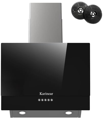 Karinear 60cm Cooker Hood With Recirculation And Air Outlet 462 M³/H, 3 Adjustment Levels, Led, Silent Hood Without Obstacles, Including Mounting Material