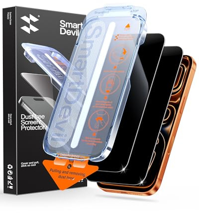 SMARTDEVIL 2 Pack Privacy Shield for iPhone 17 Pro Max Screen Protector | 28° Anti-Spy, 9H Tempered Glass, Bubble-Free Easy Install, Anti-Shatter, Face ID & Case Compatible, with OnePress Box