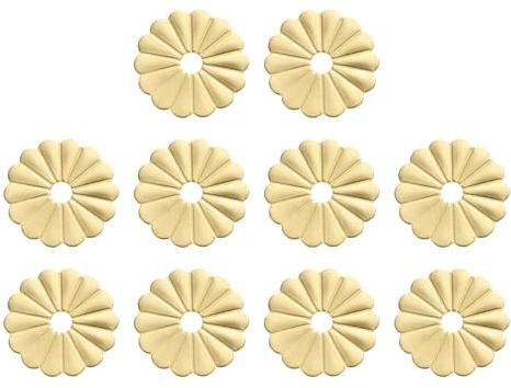 sourcing map 10pcs Cabinet Knob Backplate, 1.22 Inch Lotus Leaf Shape Radial Brass Backplate Washers Classical Furniture Decoration Gasket for Cabinet Drawer Cupboard Doors Hardware
