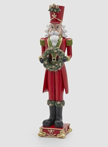 EDG Enzo De Gasperi Decoro Soldatino Natale con Corona H 60 Cm L 15,5 Cm L 14 Cm Green Red