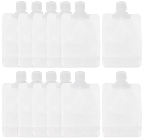 Pochette Souple Portable Blanc 100ml en Plastique, Lot de 12 | Voyage, Design Compact et Refermable, Étanchéité, Rechargeable et Anti-fuite