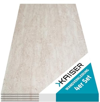 Kaiser Wandverkleidung 120 x 60 cm - Wandpaneel in Marmoroptik braun - wasserfest, leicht, selbstmontage - 4 Stück