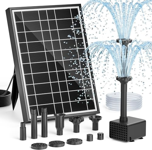 PONDIA Pompa Solare per Fontana di Abbeveratoio per Uccelli, 8,5W Esterna con 7+ Modalità di Spruzzo e Tubo 1,5m, Pompa Solare Fai‑da‑te per Giardino, Laghetti, Piscina e Acquario