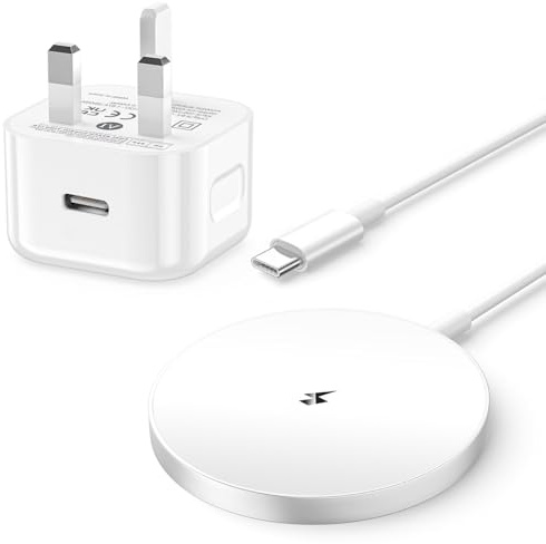 Wireless Charger iPhone, 15W for Magsafe Charger with 20W USB C Plug | Magnetic Wireless iphone Charger Pad for iPhone 17 Pro Max/17 Pro/17 Air/17/16/15/14/13/12/AirPods 4 3, Magnet Charging Pad