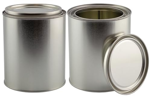 Cornucopia Brands Empty Quart Paint Cans with Lids (Pack of 2) Unlined Metal Paint Cans Value Pack