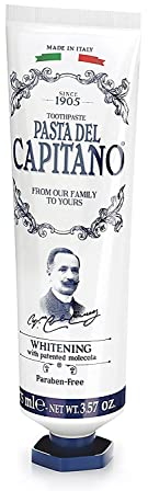 Pasta del Capitano 1905, Aufhellende Zahnpasta, Entfernt 99% der Bakterien ohne den Zahnschmelz und das Zahnfleisch zu schädigen, Aufhellende und antibakterielle Wirkung, Made in Italy, 75 ml Tube