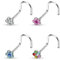 beyoutifulthings Nasen-Piercing KRISTALL Blume Set Nasen-Ring Nasen-Stecker Spirale Chirurgenstahl Silber Multicolor Stab 1/8mm Stein 4mm