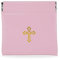 Rosenkranzbeutel mit Quetschverschluss, Vinyl, mit goldfarbenem Kreuz-Aufdruck, Rosa