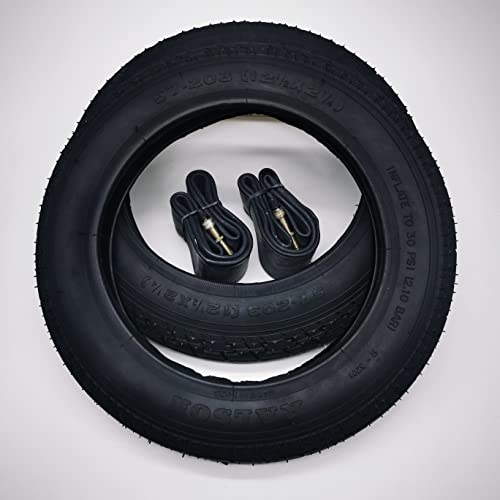 Ralson 2x12 Zoll Reifen + 2X DV-Schlauch | 12 1/2 x 2 1/4 Zoll | ETRTO 57-203 | Decke Mantel Kinderwagen Kinderfahrrad Buggy Roller Anhänger 12 Zoll Dunlop-/Blitzventil Fahrradventil