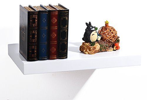 EUGAD Wandregal Schweberegal Wandboard Bücherregal Hängeregal Hochglanzoberfläche DVD CD Regal Holzbrett für Schlafzimmer Wohnzimmer Küche und Flur Weiß breit 30cm 0086QJ