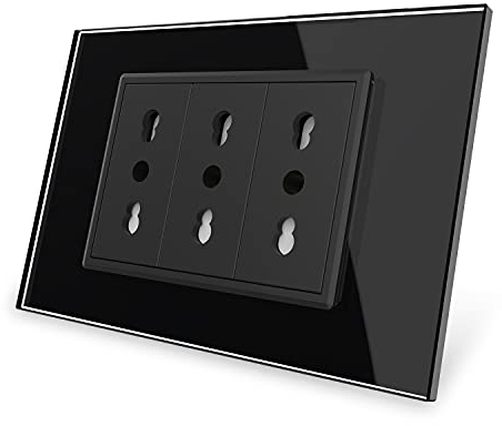 Livolo Italia Presa a 3 pin nero Crystal Wall Power con spina, 16A, 250V, C9C3IT-12