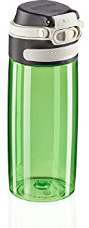 Leifheit Tritanflasche Flip 550ml, 100% dichte Sportflasche, Öffnen mit einer Hand, leichte und bruchsichere Trinkflasche mit Filter für Fruchteinsatz, nachhaltige Wasserflasche, BPA frei, grün