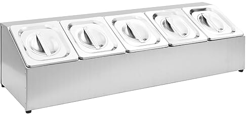 vidaXL Récipient Gastronorm avec 5 Bacs Organisateur de Nourriture Conteneur de Stockage Restaurant Hôtel Maison GN 1/6 Acier Inoxydable