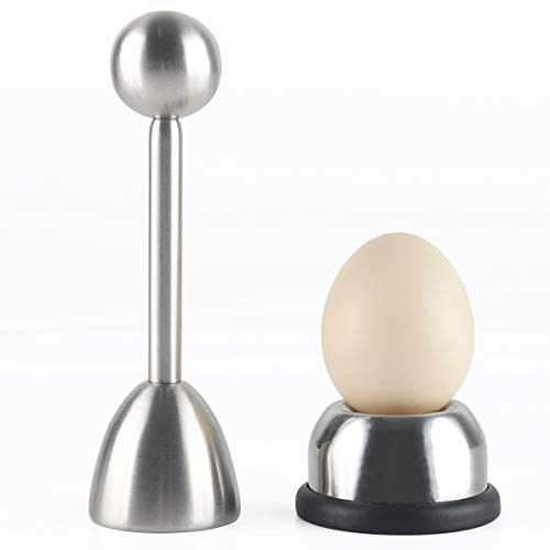 Endurance Eierpiercing 2er Set Eierpiercing Edelstahl mit Eierschneider für hart gekochte Eier für Küche Bäckerei (Schwarz)