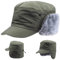 ZffXH Winter Herren Armee Mütze, Army Green Bundeswehr Wintermütze, Cap Mit Ohrenklappen Herren, Herren Kappe Aviator Pilotenmütze, Kappe Mit Ohrenklappen, Kappen Herren Mütze Winter Warm