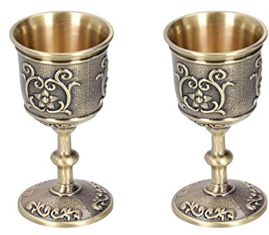 2 Pièces Style Européen Vieux Verre À Vin Alliage Antique Ensemble Calice Coupe Blanc Cadeau en Verre Rouge Ornement Rétro Style Royal Collection de Verres À Vin en Métal Vintage ( 2.9 x 1.5 x 1.5in)