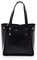 Vera Pelle Damen Handtasche, Leder Shopping Bag, Aktentasche, klassisch, elegant, exklusiv, praktisch, mit kurzen und langen Streifen, groß, 26 x 27 x 14 cm, schwarz