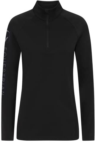 GS Equestrian Ladies Momentum Long Sleeve Base Layer. Lightweight, Flexible and Colourful Base Layers That are Perfect for Horse Riding (Black, UK 6)