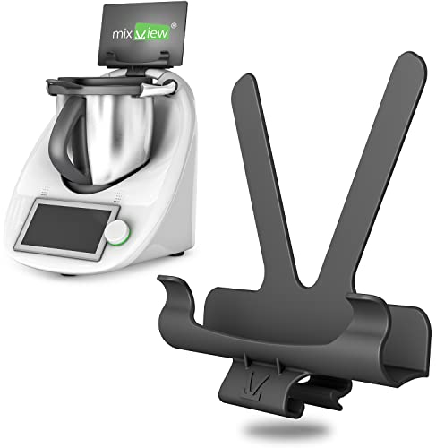 mixview® Buchständer, Metall, Buchhalter, für Arbeitsplatte, Modern, Grau, kompatibel mit Thermomix TM5 & TM6